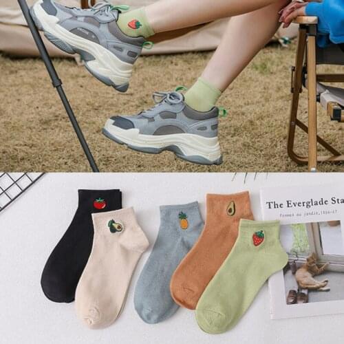Yishine 5 Pairs Unisex Funny Fruit Women Socks Harajuku Colorful Mid Socks Women Cotton Sock