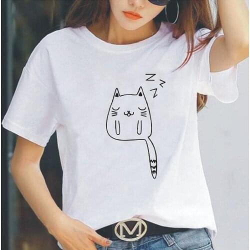Funny Cartoon Print Women T-shirts Summer Short Sleeve Casual Tee Shirt Femme Cute Harajuku Shirt Plus Size T Shirt Women Tops