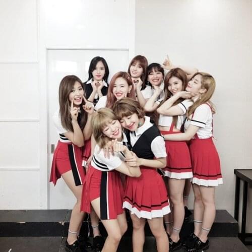 Kpop TWICE stage show same korean white lapel Short sleeve t shirts tops+red sexy loose mini Pleated skirt women 2 piece outfits