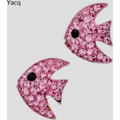 925 Sterling Silver Fish Austrian Crystal Stud Earrings Birthday Jewelry Gifts Women Wife Her Girlfriend Girls Dropshipping HE09