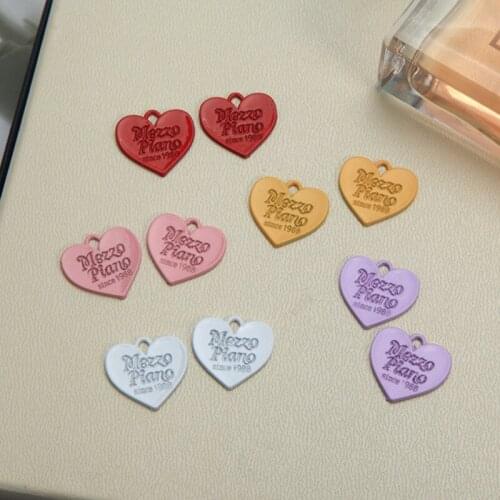 10pcs/lot Korean Jewelry Rubber paint heart Cute candy color paint alloy pendant bracelet diy jewelry accessories fitting XL766