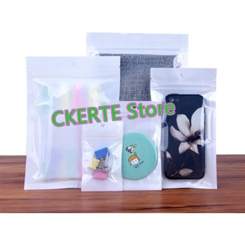 1000pcs/lot 8*14cm White Clear Self Seal Zipper Plastic Retail Packaging Packing Poly Bag Zip lock Package Hang Hole