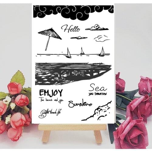 11x16CM beach on vacation Transparent Seal Clear Stamps Silicone Seal Roller Stamps DIY Scrapbook Album / Card Production Easter