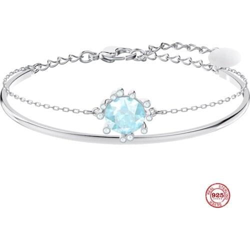 2020 New Fashion Charm Pure 925 Silver Original 1:1 Copy, Fresh Blue Tone Exquisite Wild Bracelet Female Luxury Jewelry Gifts