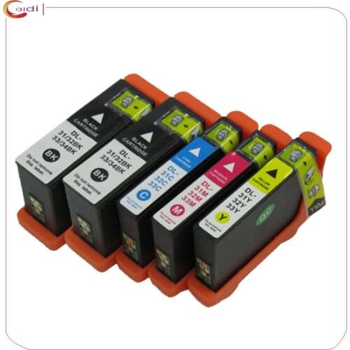5Pack Compatible ink Catridges For Dell Cartridge 31 32 33 34 for Dell Printer V525W V725W inkjet Ink