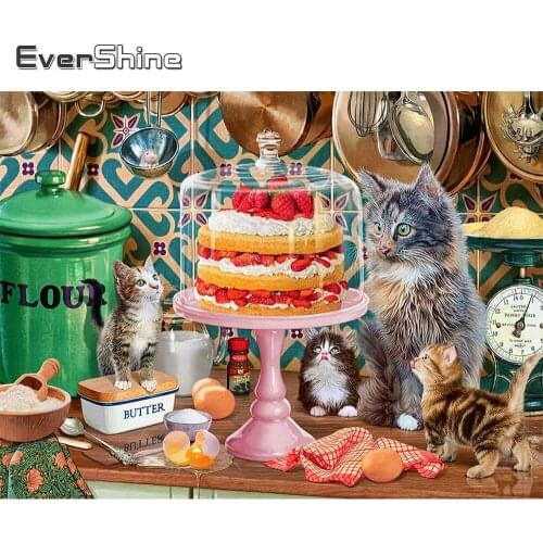 Evershine Diamond Painting Cat New Arrival Diamond Embroidery Animal Cross Stitch Kits 5D DIY Mosaic Cake Needlework Home Decor