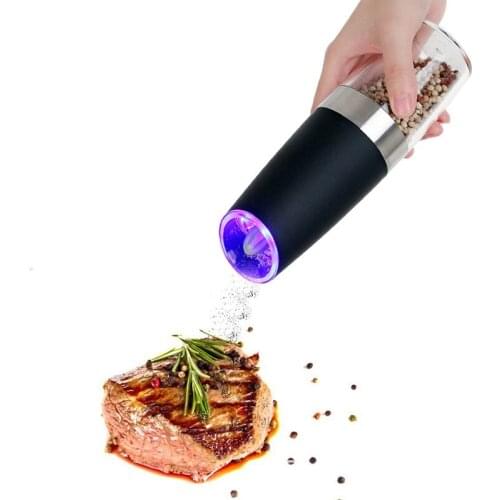 Automatic Electric Gravity Salt Pepper Mill LED Light Salt Grinder Pepper Shaker BPA Free Kitchen Seasoning Grinding Tools