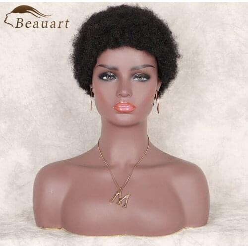 Beauart Afro Bob Wig 100% Human Hair Full Wig African Yaki Curly Wig For Black Women Wave Curls None Lace Front Wig