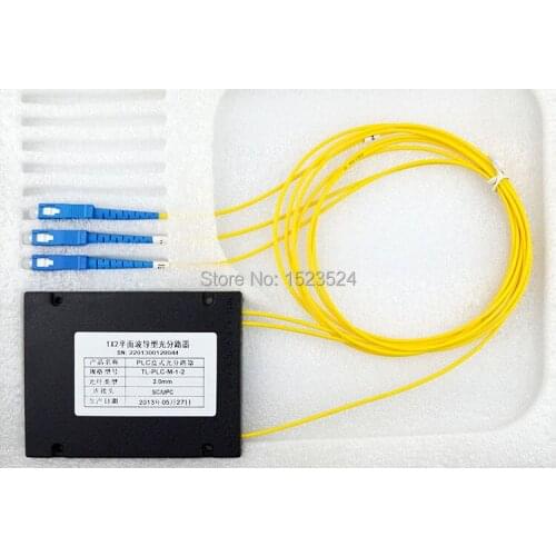Free Shipping GPON EPON 2.0mm 1x2 ABS Box 1*2 SC/UPC Fiber Optical PLC Splitter