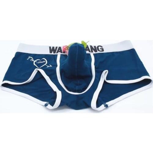 Scrotum Separation Men Boxer Underwear Big Penis Sheath Boxershorts Men Cotton Elephant Panties Sexy Underpants Heart Print XXL