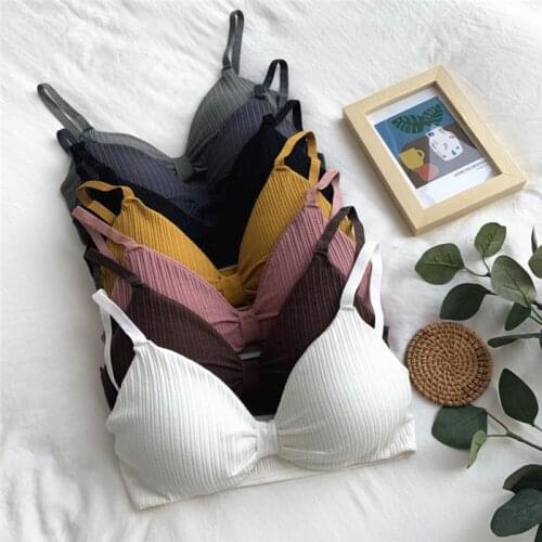 Women Vest-style Wrapped Chest Thin Lace Bras Padded Sexy Lingerie Soft Bras Bralette Seamless Thread Girl Bra