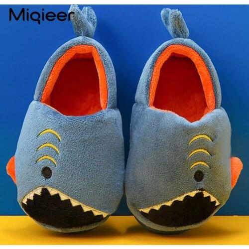 Kids Home Cotton Shoe 2021 Autumn Winter Boys Girls Slipper Non Slip Cute Shark Shape Bag Heel Baby Toddler Indoor Warm Footwear