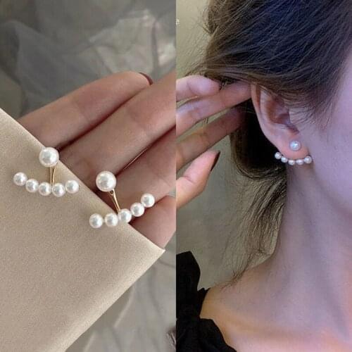 Design Sense Back Hanging Gold Bean Earrings For Woman 2021 Korean Fashion Jewelry Unusual Accessories For New Goth Party Girls