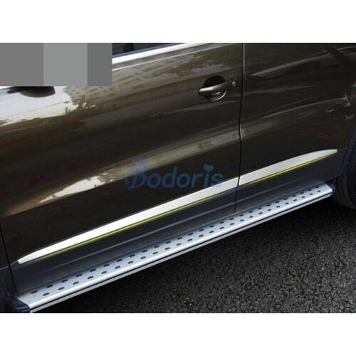 For EUR Volkswagen VW Tiguan 2009-2015 #304 Stainless Steel Door Side Garnish Moulding Trim Bumper Guard Kits Auto Accessories
