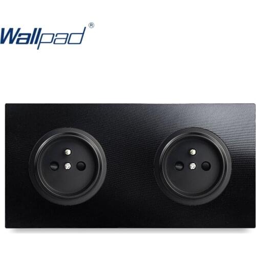 Double EU 2 Pin French Socket Wallpad Luxury Aluminum Metal Panel Electric Wall Power Socket Electrical Outlets For Home Schuko