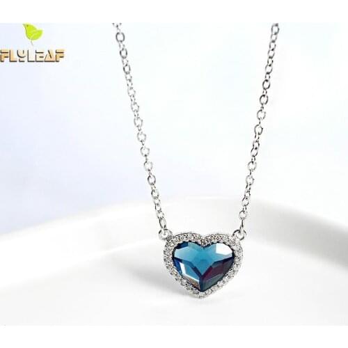 Flyleaf Heart Shape Natural Crystal Necklaces & Pendants Real 925 Sterling Silver Necklace For Women Cubic Zirconia Fine Jewelry