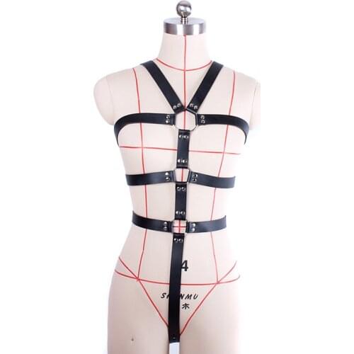 MaryXiong PU Leather Body Harness Bondage Restraints Strap for Women Adult Games Products Queen Training Discipline Sex Toys