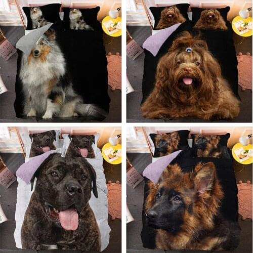 Lovely Doggie Puppy with Long Hair Pillowcase Duvet Cover Bedding Set Bedcloth 2/3pcs Queen King Size Bed Sets CN(Origin)