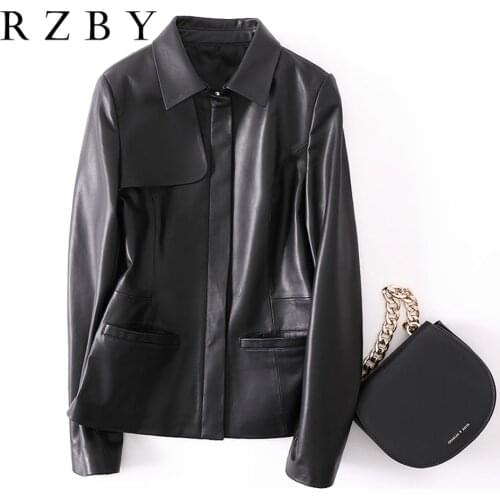 RZBY women Genuine Jacket High Quality Your Love Best Jacket Head Layer Sheepskin Leather New real Genuine Leather Office Lady