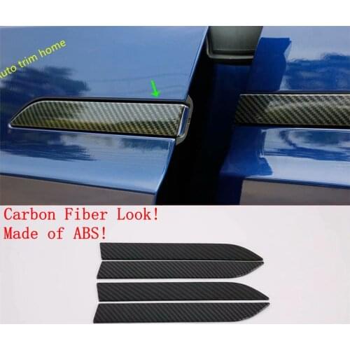 Lapetus Side Door Handle Decoration Panel Cover Trim Fit For Tesla Model X 2017 2018 2019 2020 Auto Accessories ABS Carbon Fiber