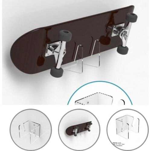 Lightweight Versatile Transparent Clear Wall Mount Skateboard Rack Acrylic Skateboard Wall Bracket Reusable for Home Use