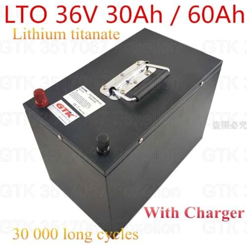 LTO 36v 60Ah 30AH lithium titanate Battery Pack 36v 50ah LTO cells 50A BMS super Fast charge long life cycle + 10A charger