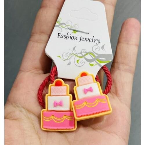 2Pcs Cute Cartoon Cake Ice Cream Headwear Kids Elastic Hair Bands Baby Headdress Children Ropes Girls Accessories