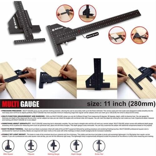 Multifunction T Type High Precision Woodworking Ruler Aluminum Multifunctional Measuring Ruler for Carpentry DIY Measuring Tools