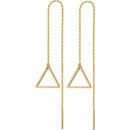 Korean Fashion Long Earring For Women Female Gold Color Stainless Steel Geometry Charm Pendent Chain Tassel Earrings 2020