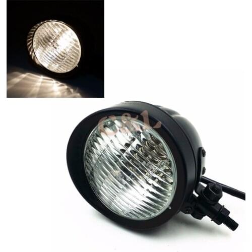 Motorcycle Black Retro Metal Front Headlight Clear Lens For Harley Cruiser Chopper Cafe Racer Bobber XL