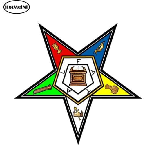 HotMeiNi Car Styling Masonic Order Of The Eastern Star Decal Car Sticker Oes Pentagram Waterproof Bumper Accessories 13cmx13cm