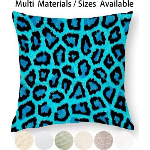 Blue Leopard , Cheetah Print Pillow Case Throw Pillow Cover Cotton Linen Flax Blue Leopard Head Lover Lovers Day Costume For