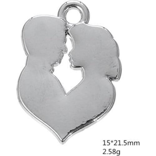 NEW 2021 Silver Plated Lovers Kissing Couple Love Pendant DIY Bracelet Charm Women Girls Collection
