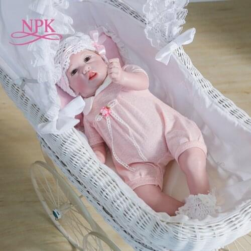 NPK 55CM hand rooted hair girl soft silicone or soft cloth body full body saskia hand detailed paiting
