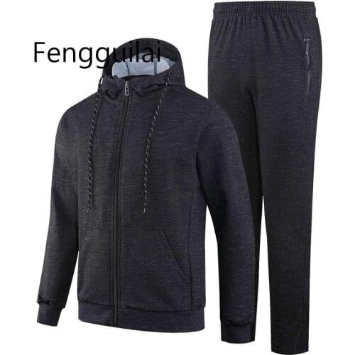 Autumn Winter Men Sportswear Long Sleeve Survetement Homme 2 Piece Sets Mens Sweatshirts Jacket + Pants Male Brand Fitness Cloth