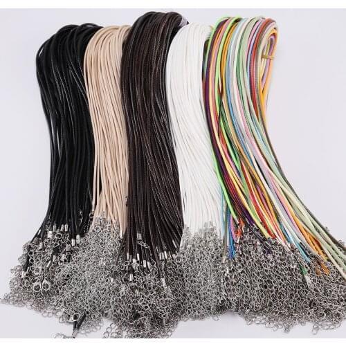 10Pcs/Lot Dia 1.5/2mm Handmade Real Leather Cord Necklace With Clasp Adjustable Braided Rope for DIY Jewelry Making Accessories