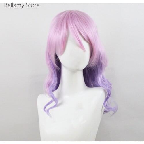East Project COS Saigyouji Yuyuko Two-tone curly custom-made wig Cosplay hairwear Wig+Wig Cap