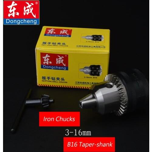 Spanner Drill Chuck 16mm Iron Chuck For Electric Drill, Max. Capacity 3-16mm, Bore Diameter B16 Taper-shank