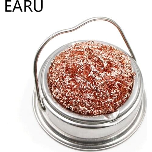 Desoldering Soldering Iron Mesh Filter Cleaning Nozzle Tip Clean Cleaner Dross Cleaning Copper Wire Ball Tin Remove Steel Box