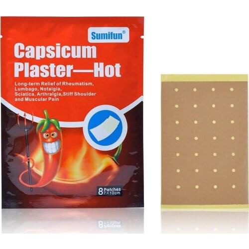 8pcs/bag Pain Relieving Patch Capsicum Plaster Hot Back Body Plaster Health Care Products Health Patch