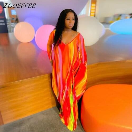 ZOOEFFBB Tie Dye Maxi Boho Dress Sexy Fall Loose Long Sleeve Fashion Pockets Casual Clothes Streetwear Party Vacation Dresses