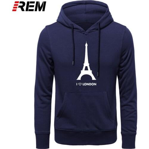 REM I Love London Eiffel Tower Funny Design Fashion Homme Cotton Soft Hipster Camiseta Hoodies, Sweatshirts