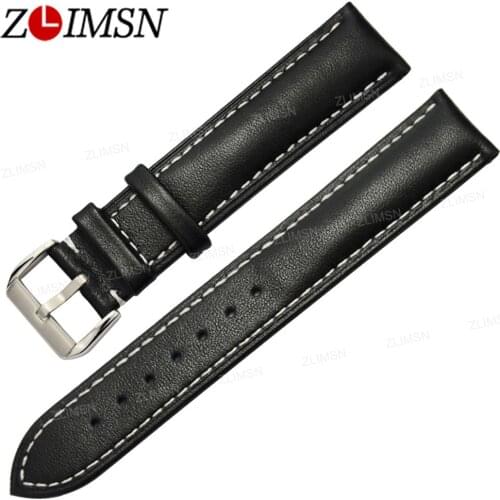 ZLIMSN Genuine Leather Brown Black Watchband Replacement Watch Band 21mm 23mm Men Women Watches Strap