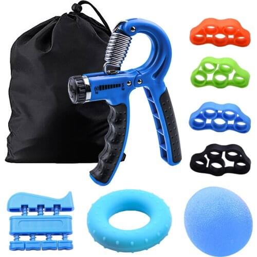 Hand Grip Strengthener Workout Kit Forearm Grip Resistance Gripper Finger Exerciser Stretcher Ring Relief Grip Ball for Athletes