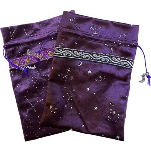 Star Moon Velvet Bag Board Game Tarot Storage Bag Constellation Velvet Drawstring Bag Witch Divination Crystal Storage Bag
