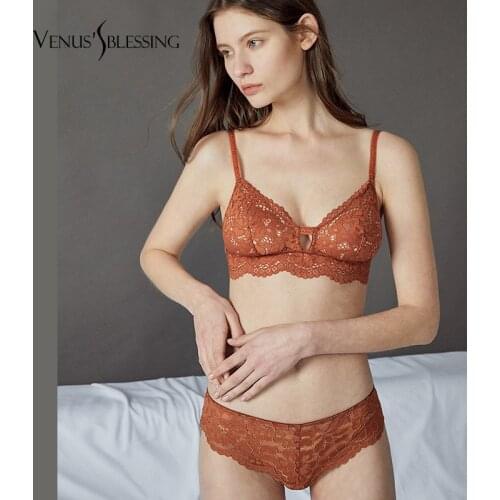 VENUSS BLESSING sexy lace bra set push up bralette transparent erotic lingerie women underwear set