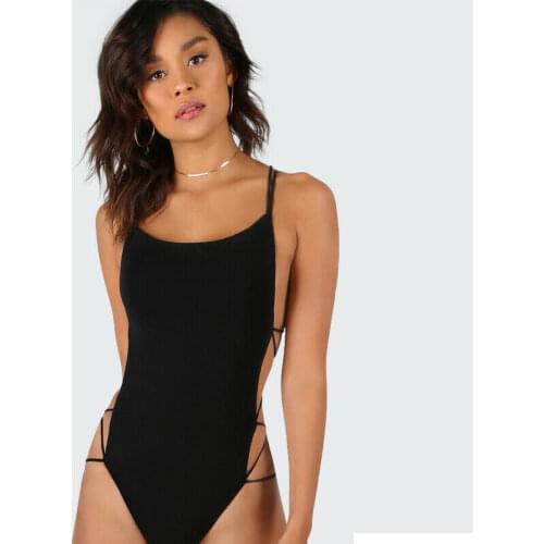 Sexy Womens Swimsuit 2021 Solid Color Bandage Backless Bikini Swimwear Monokini Summer Bathing Suit Bodysuit Beachwear