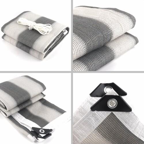 Home Use Anti-UV Sunshade Net Gray White Stripe Shading Nets Terrace Balcony Privacy Safety Nets Sails Plants Care Covers
