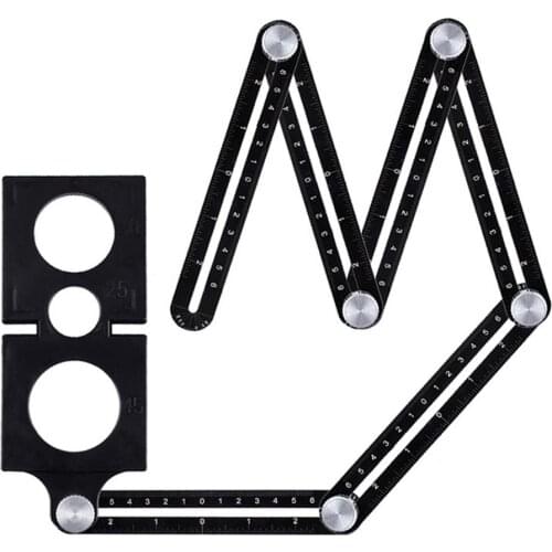 6 Folding Ruler Tile Hole Positioning Multi Template Angle Rulers W/Drill Guide Woodworking Measuring Tool Wood Working Tool