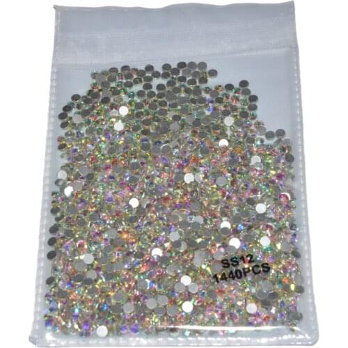 Super Glitter Flatback Nail Crystals Rhinestones for Nails SS3-SS30 Crystal AB Non HotFix 3D Glass Nail Art Decorations Garment